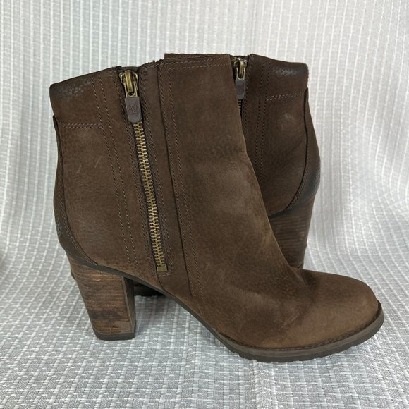 Timberland Boots Womens 8.5‎ Brown Leather Waterproof Block Heels Zip Up Ankle - Picture 9 of 16